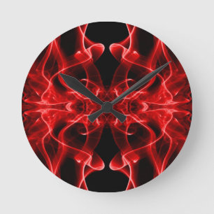 Rode rook symmetrisch minimalistisch zwart ronde klok