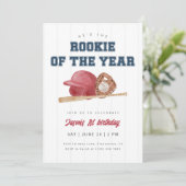 Rode Rookie van het Jaar Baseball Eerste Verjaarda Kaart (Staand voorkant)