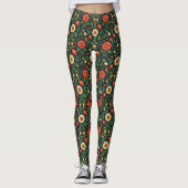 Rode room en blauwe bloemen leggings (Voorkant)