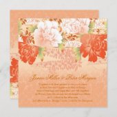 Rode roomkleurige pioenrozen Trouw Uitnodiging (Voorkant / Achterkant)