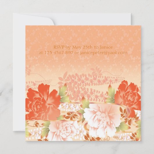 Rode roomroze pioenrozen Trouwkaart Kaart (Achterkant)