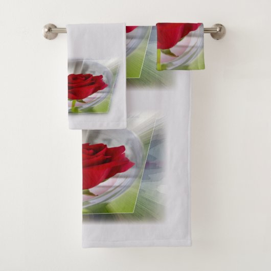 Rode roos 2 bad handdoek (Insitu)