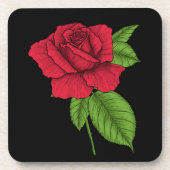 Rode roos 2 bier onderzetter (Voorkant)