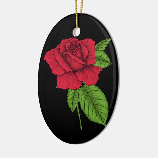 Rode roos 2 keramisch ornament (Links)