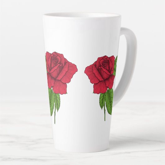 Rode roos 2 latte mok (Rechterhoek)