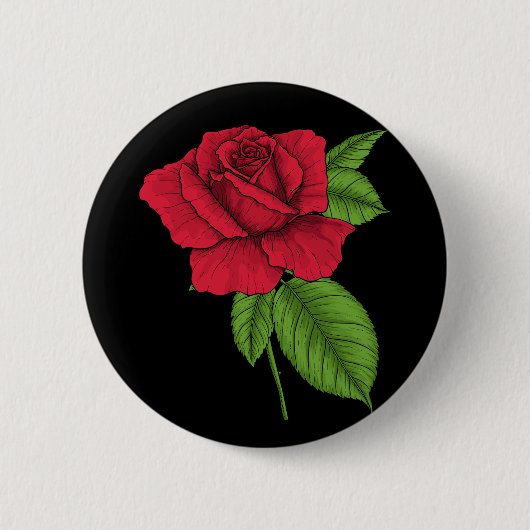 Rode roos 2 ronde button 5,7 cm (Voorkant)