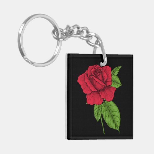 Rode roos 2 sleutelhanger (Voorkant Links)