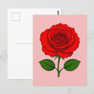 Rode Roos Ansichtkaart Briefkaart
