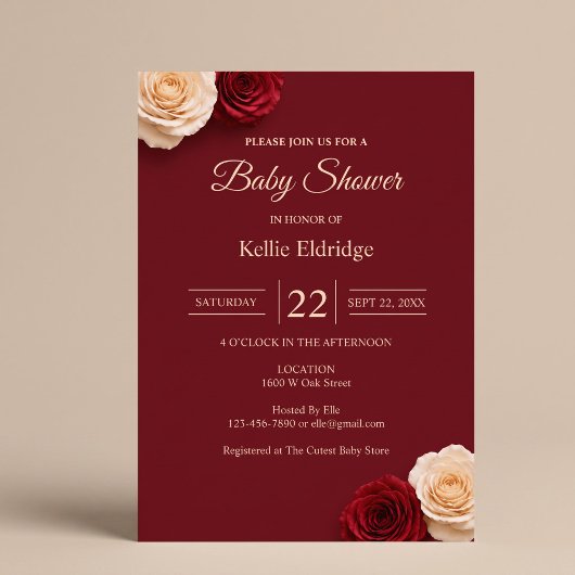 Rode Roos Baby Shower Kaart