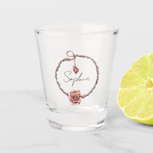 Rode Roos Bedelarmband Shot Glas (Voorkant)