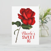 Rode Roos Belle en het Beest Sweet 16 Feest Kaart (Staand voorkant)