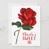 Rode Roos Belle en het Beest Sweet 16 Feestje Kaart (Voorkant)