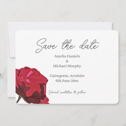 Rode Roos Bewaar de Datum Save The Date (Voorkant)