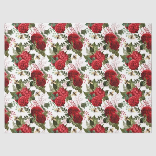 Rode Roos Bij Serie Design 15 Tissue Papier (Voorkant)