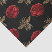 Rode Roos Bij Serie Design 16 Tissuepapier (Detail)