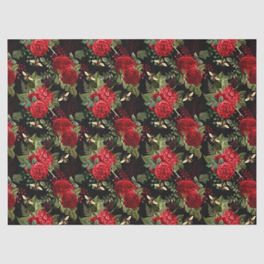 Rode Roos Bij Serie Design 18 Tissue Papier (Voorkant)