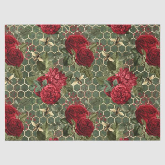 Rode Roos Bij Serie Design 22 Tissue Papier (Voorkant)