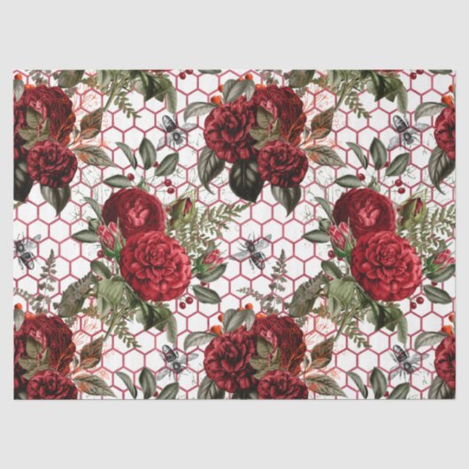 Rode Roos Bij Serie Design 61 Tissuepapier (Voorkant)