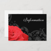 Rode roos bloeien bruiloft informatie informatiekaartje (Voorkant / Achterkant)
