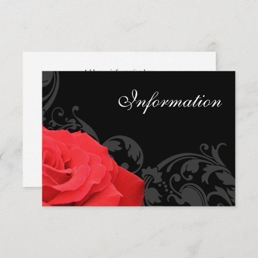 Rode roos bloeien bruiloft informatie informatiekaartje (Voorkant / Achterkant)