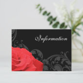 Rode roos bloeien bruiloft informatie informatiekaartje (Staand voorkant)