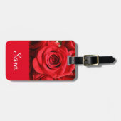 Rode Roos Bloeiende Bagage Label (Voorkant horizontaal)