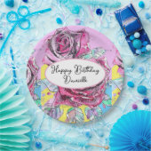 Rode Roos Bloem Aquarelpapier Feestbord Papieren Bordje (Feest)