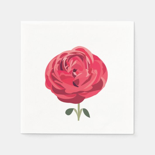 Rode Roos Bloem Bloemstuk Rode Roos Feest Servet (Voorkant)