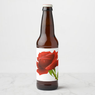 Rode Roos Bloem Bruiloft / Feest Bier Etiket