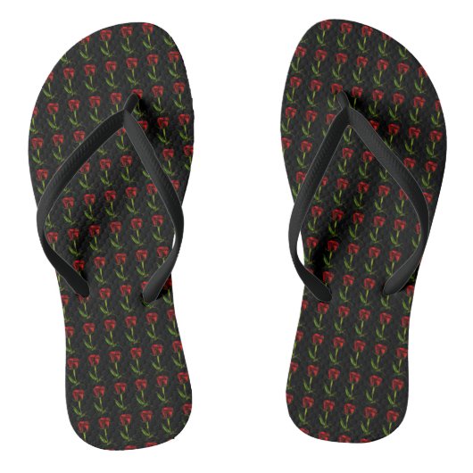 Rode Roos Bloem Dames Flip Flops (Voetbed)