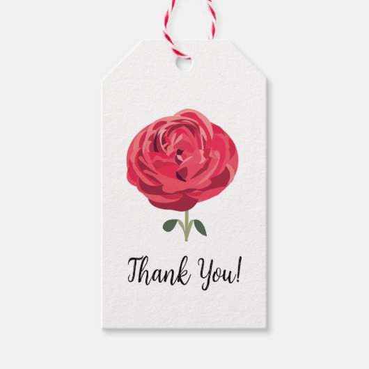 Rode Roos Bloem Florale Rode Roos Cadeaulabel (Voorkant)