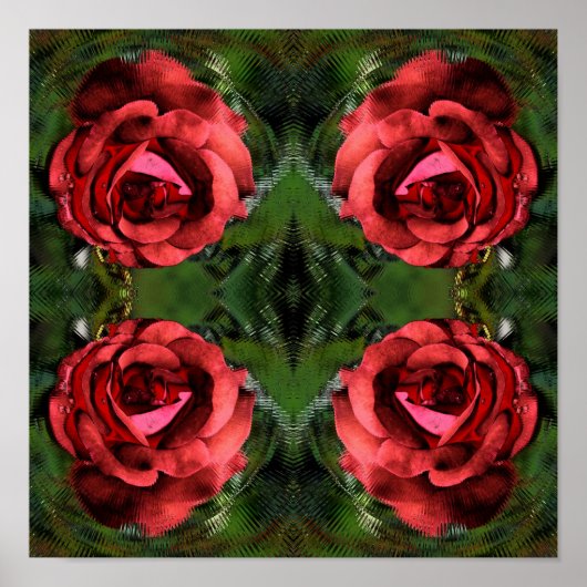 Rode Roos Bloem in Bloei Abstracte Kunst Poster (Voorkant)