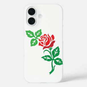 Rode Roos Bloem Ontwerp – Klassieke Bloemenpracht iPhone 16 Hoesje