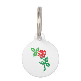 Rode Roos Bloem Ontwerp – Klassieke Bloemenschone Huisdierpenning