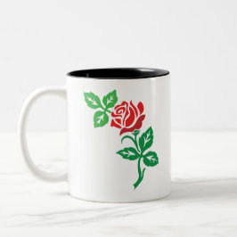 Rode Roos Bloem Ontwerp – Klassieke Bloemenschone Tweekleurige Koffiemok