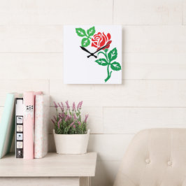 Rode Roos Bloem Ontwerp – Klassieke Bloemenschone Vierkante Klok