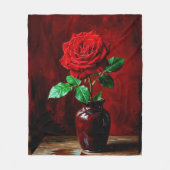 Rode Roos Bloem Schilderij Fleece Deken (Voorkant)
