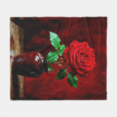Rode Roos Bloem Schilderij Fleece Deken (Voorkant (Horizontaal))