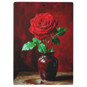 Rode Roos Bloem Schilderij  Klembord (Achterkant)