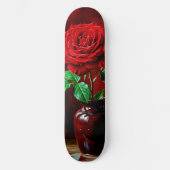 Rode Roos Bloem Schilderij  Persoonlijk Skateboard (Voorkant)