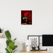 Rode Roos Bloem Schilderij  Poster (Thuiskantoor)