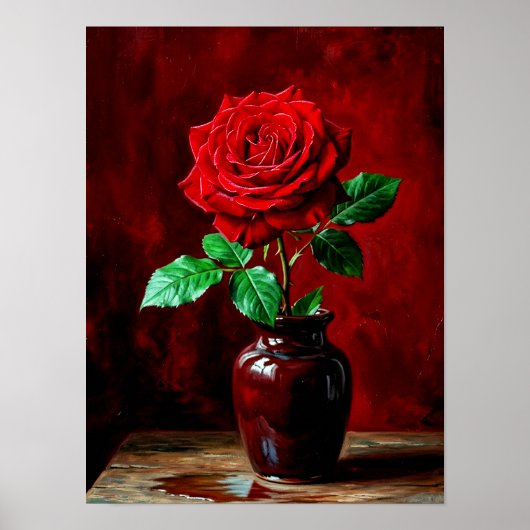 Rode Roos Bloem Schilderij  Poster (Voorkant)