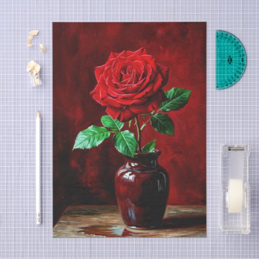 Rode Roos Bloem Schilderij Tissuepapier (Craft)
