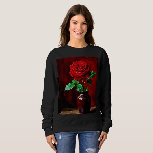 Rode Roos Bloem Schilderij  Trui (Voorkant volledig)