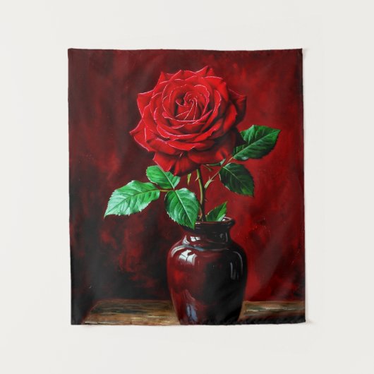 Rode Roos Bloem Schilderij  Wandkleed (Voorkant)