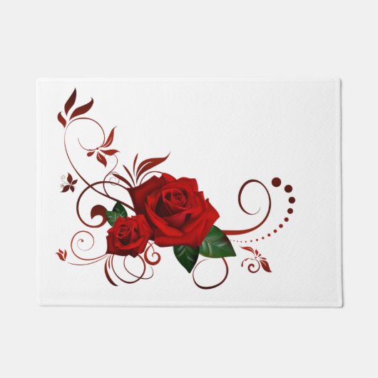 Rode Roos Bloemen Deurmat (Voorkant)