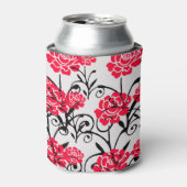 Rode Roos Bloemen Illustratie Patroon Ontwerp Blikjeskoeler (Blikje Voorkant)