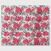 Rode Roos Bloemen Illustratie Patroon Ontwerp Cadeaupapier (Vlak)