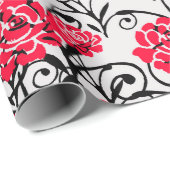 Rode Roos Bloemen Illustratie Patroon Ontwerp Cadeaupapier (Rol Hoek)