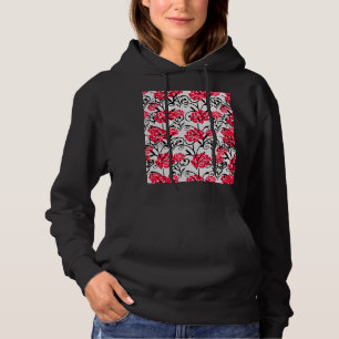 Rode Roos Bloemen Illustratie Patroon Ontwerp Hoodie